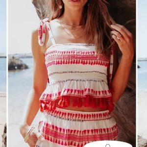 NWT VICI COLLECTION SMOCK TASSLE TRIM TANK SIZE M